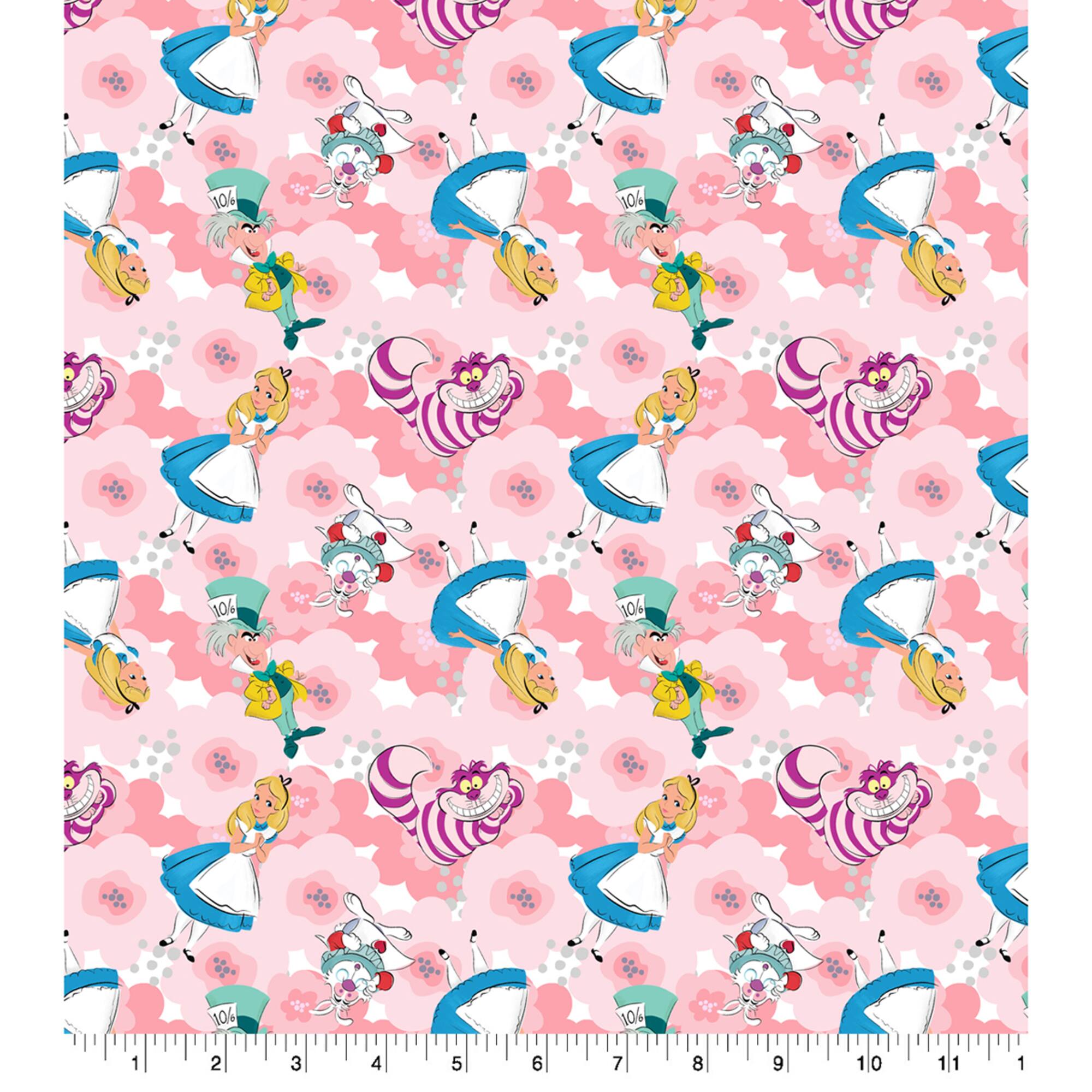 Disney® Alice in Wonderland Pink Floral Toss Cotton Fabric